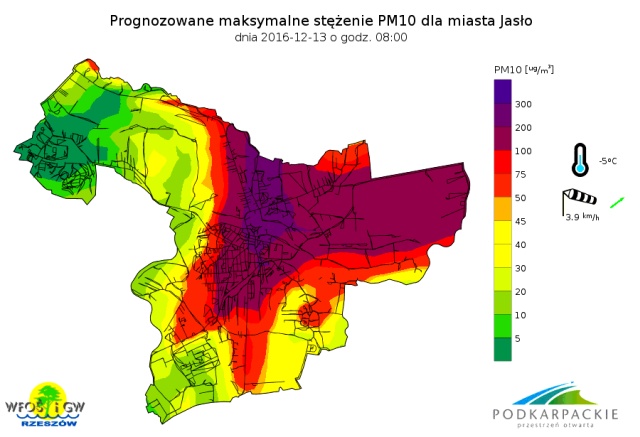 Prognoza WIOŚ: możliwe przekroczenia normy dobowej pyłu PM10 w Jaśle